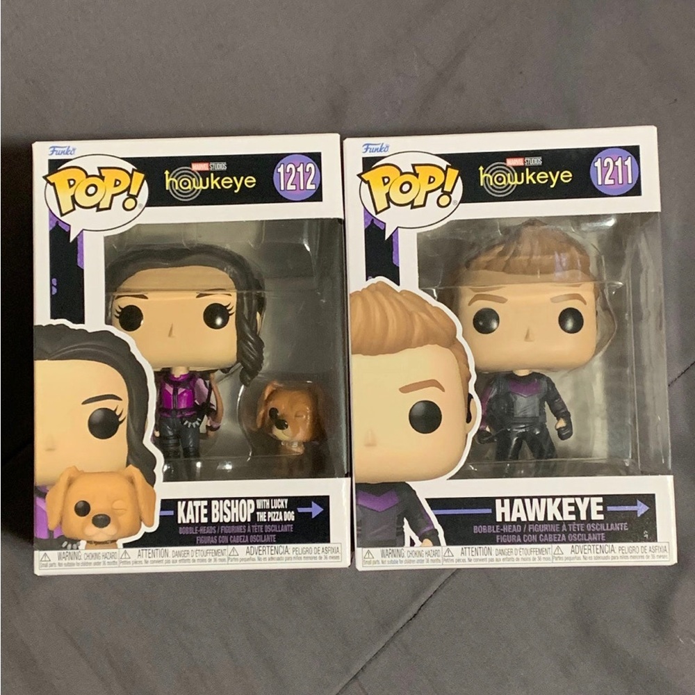 Hawkeye & Kate Bishop w/ Lucky the pizza dog Funko Pop